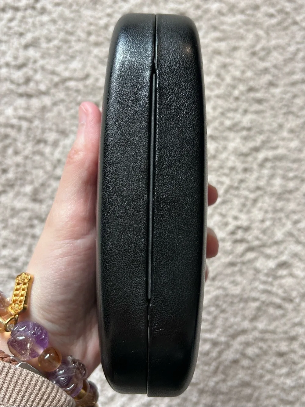 Ray-Ban Faux Leather Embossed Logo Hard Shell Clamshell Glass Case Black OS